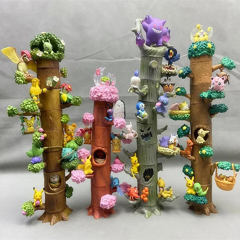 8 Style Pokemon Figure Tree Stump Figure Sets